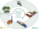 Logging residue chips with waterway transportation